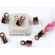 Wrap-around Crimp Tube End, 3mm, antique copper, each