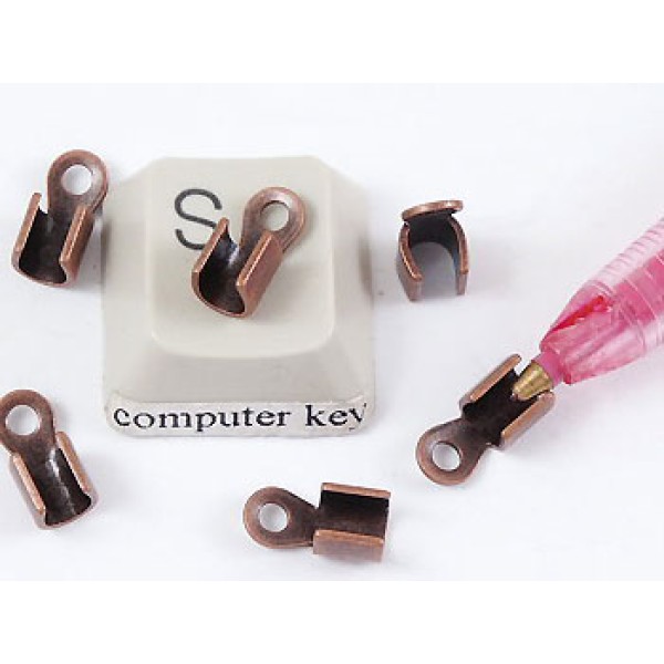 Wrap-around Crimp Tube End, 3mm, antique copper, each