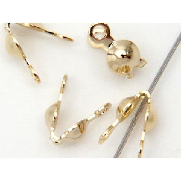 3mm Extra Secure Charlotte Crimp / Thread Clamp, gold plate, bag of 100