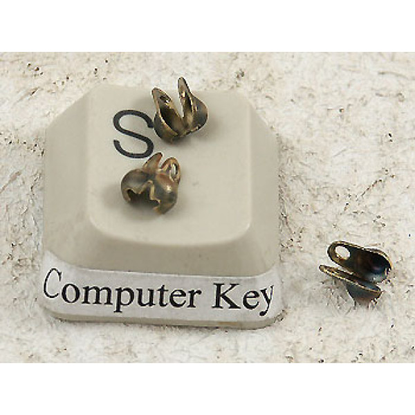 1.5mm Ball Chain Crimp End with two loops, NF ant. brass, per 100