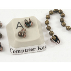 1.5mm Ball Chain Crimp End with two loops, NF ant. brass, per 100