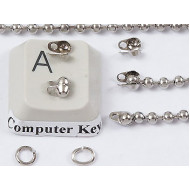 2mm Ball Chain Crimp End with two loops, 2mm, nickel plate, per 25