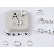 2mm Ball Chain Crimp End with two loops, 2mm, silver plate, per 25