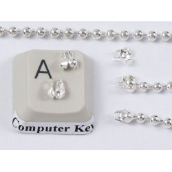 2mm Ball Chain Crimp End with two loops, 2mm, silver plate, per 25
