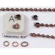 2mm Ball Chain Crimp End with two loops, 2mm, ant. copper, per 25 pcs