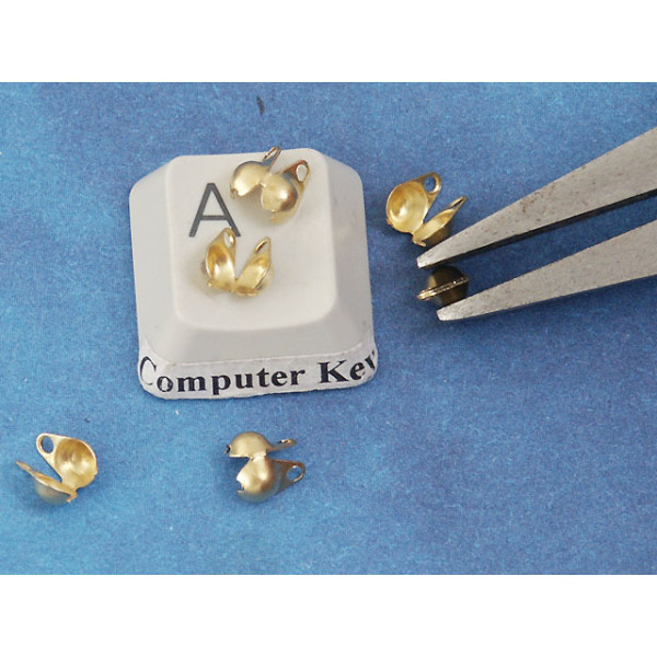 2.5mm Ball Chain Crimp End with two loops, raw brass, each