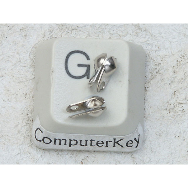 2.4mm Ball Chain Crimp End with two loops, nickel colour, per 100