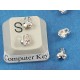2.4mm Ball Chain Crimp End with two loops, bright silver, per 100