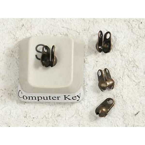 2.4mm Ball Chain Crimp End with two loops, ant. bronze, per 100