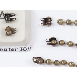 2.4mm Ball Chain Crimp End with two loops, ant. bronze, per 100