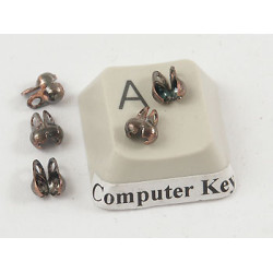 2.4mm Ball Chain Crimp End with two loops, ant. copper, each