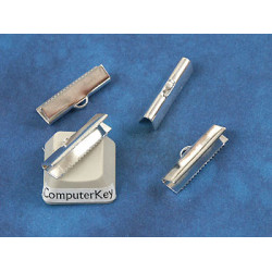 Ribbon Clamp end 20mm, silver plate, each