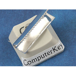 Ribbon Clamp end 20mm, silver plate, each