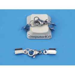 Cord Ends, 3mm fold-over, with 304 Stainless Steel Lobster Claw Clasps, set