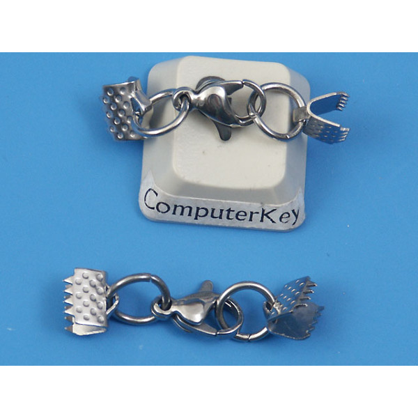 Cord Ends, 6mm clamp end, with 304 Stainless Steel Lobster Claw Clasps, set