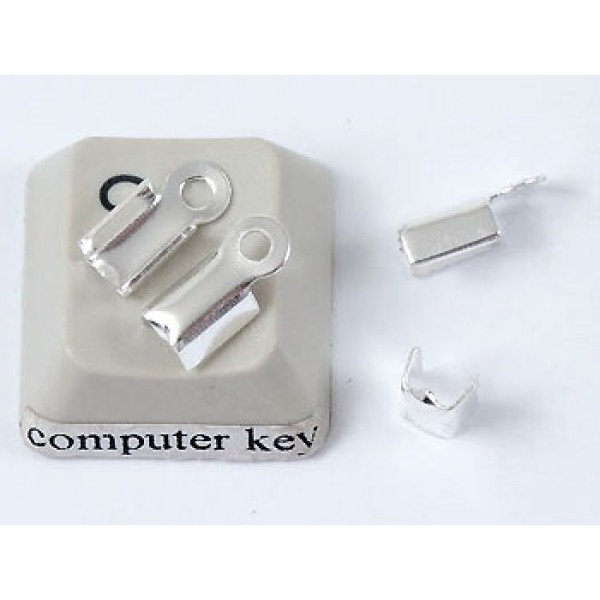 Fold-over Ends, 3.0mm, NF Silver plate, per 100pcs