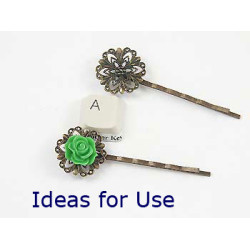 Bobby pin with filigree, antique bronze 62mm