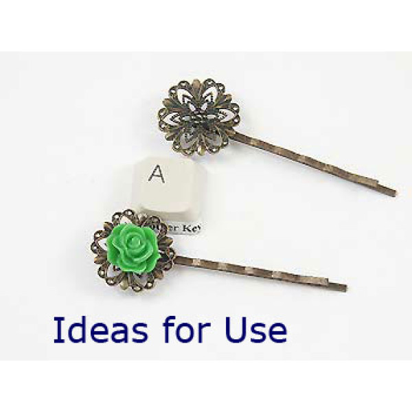 Bobby pin with filigree, antique bronze 62mm