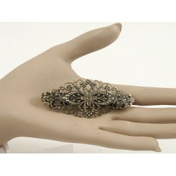 Antique Bronze Flower French Hair Barrette Clip 80x35mm