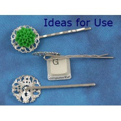 Bobby pin with filigree, platinum colour 62mm