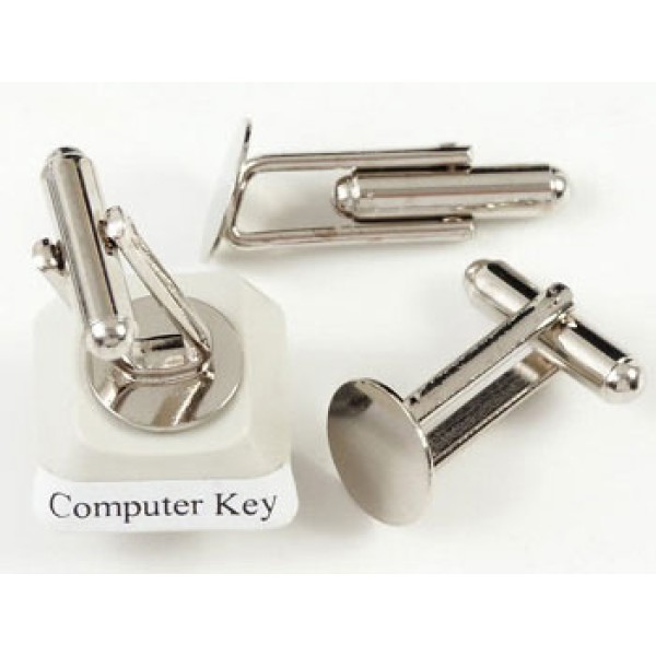 SECONDS Cuff Links, nickel colour, 9mm pad, pair