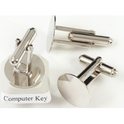 Cuff Links, bright nickel free, 12mm pad, pair