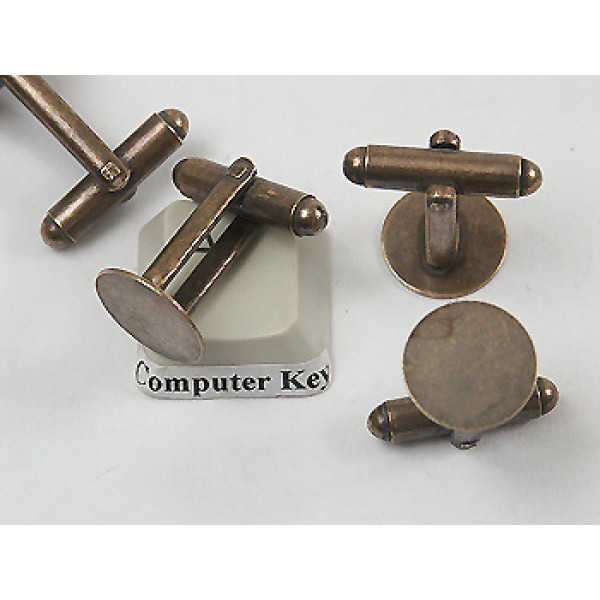 Cuff Links, antiqued brass, 12mm pad, pair