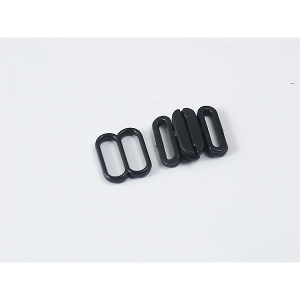 Bow tie clip, black plastic, slide and snap clasp, for 12mm strap