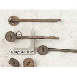 Hair Clip with pad, antiqued brass, 36mm