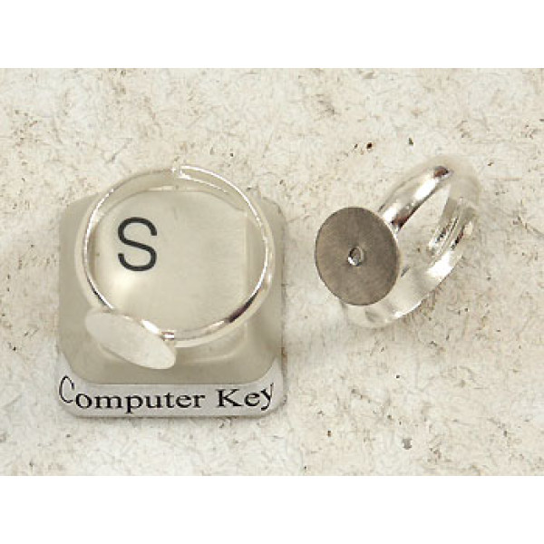 Childrens size Ring Shank, 8mm pad, silver plate, each