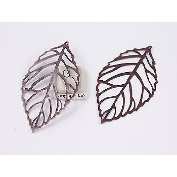 54x31mm Filigree Leaf, Antique Copper, bag of 50