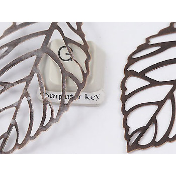 54x31mm Filigree Leaf, Antique Copper, bag of 50