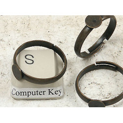 Ring Shank, 6mm pad, NF antiqued bronze, each