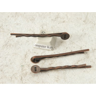 Hair Clip with 7mm pad, ant. copper plate, 50mm