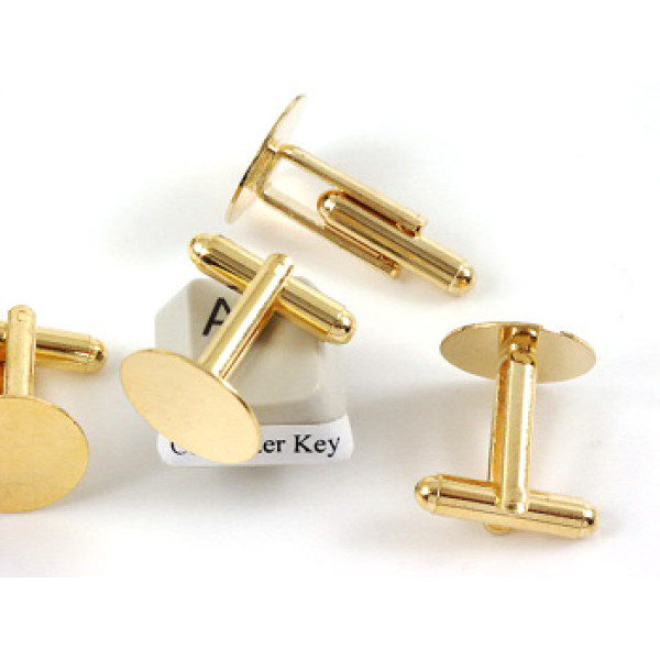 Cuff Links, 15mm pad, gold plate, pair