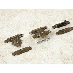 Lock catch for case or box, 2 parts, antiqued brass