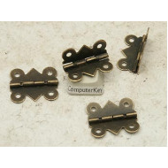 Hinge, 90 degrees, 4 Holes, Antique Bronze 20x24mm