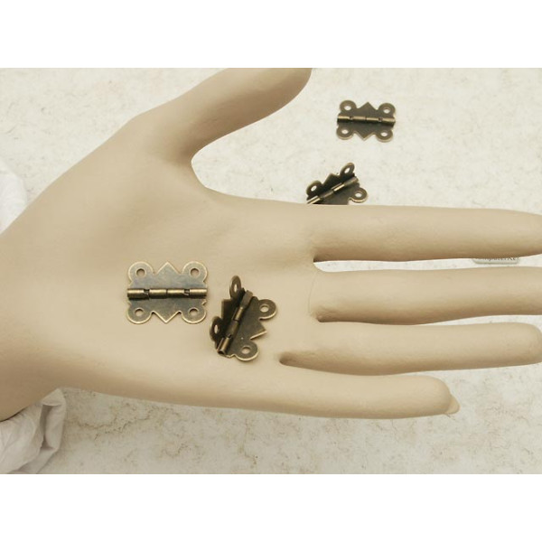 Hinge, 90 degrees, 4 Holes, Antique Bronze 20x24mm