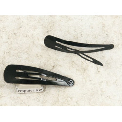 Hair Clips, plain snap clip, 47mm, black, per 20