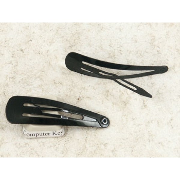 Hair Clips, plain snap clip, 47mm, black, per 20