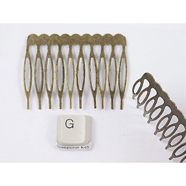 Hair Comb, Antique Bronze, With 10 Teeth, per 5