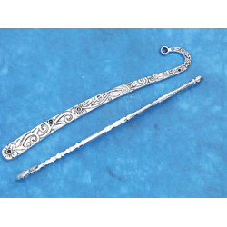 Bookmark, with flowers and swirls, antiqued silver colour