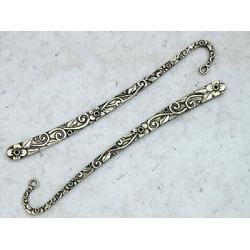Bookmark, with flowers and spirals, antiqued bronze