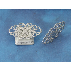 Brass Filigree, Oval, platinum colour, 31mm, each