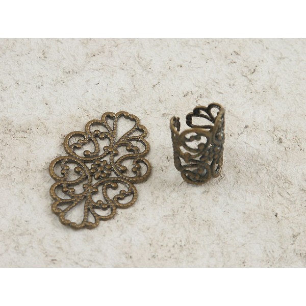 Brass Filigree, Oval, Antique Bronze, 31mm