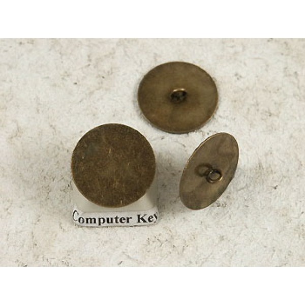 Button shank, antiqued brass, 18mm dia, per 20