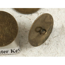 Button shank, antiqued brass, 18mm dia, per 20