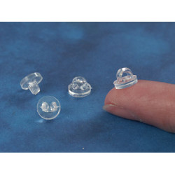 Button shank, clear plastic, 7.8mm dia, bag of 20