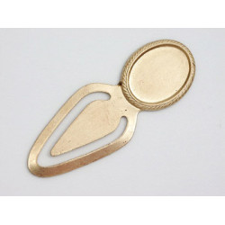 DISCOUNT: 18x13mm Bookmark Form, Stamped brass, oval pad
