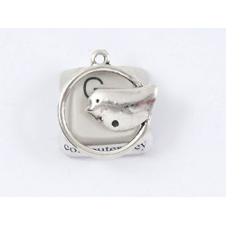 Bird in a Loop charm, ant. silver